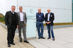 <strong>Max Planck Directors meet up at the annual retreat:</strong><br>Max Planck Center's Co-Director Hans Sch？ler (MPI for Molecular Biomedicine), the Associated Directors Werner Seeger and Thomas Braun (MPI for Heart and Lung Research) and keynote speaker Herbert J？ckle (MPI for Biophysical Chemistry)<br>Photo taken on October 17, 2017